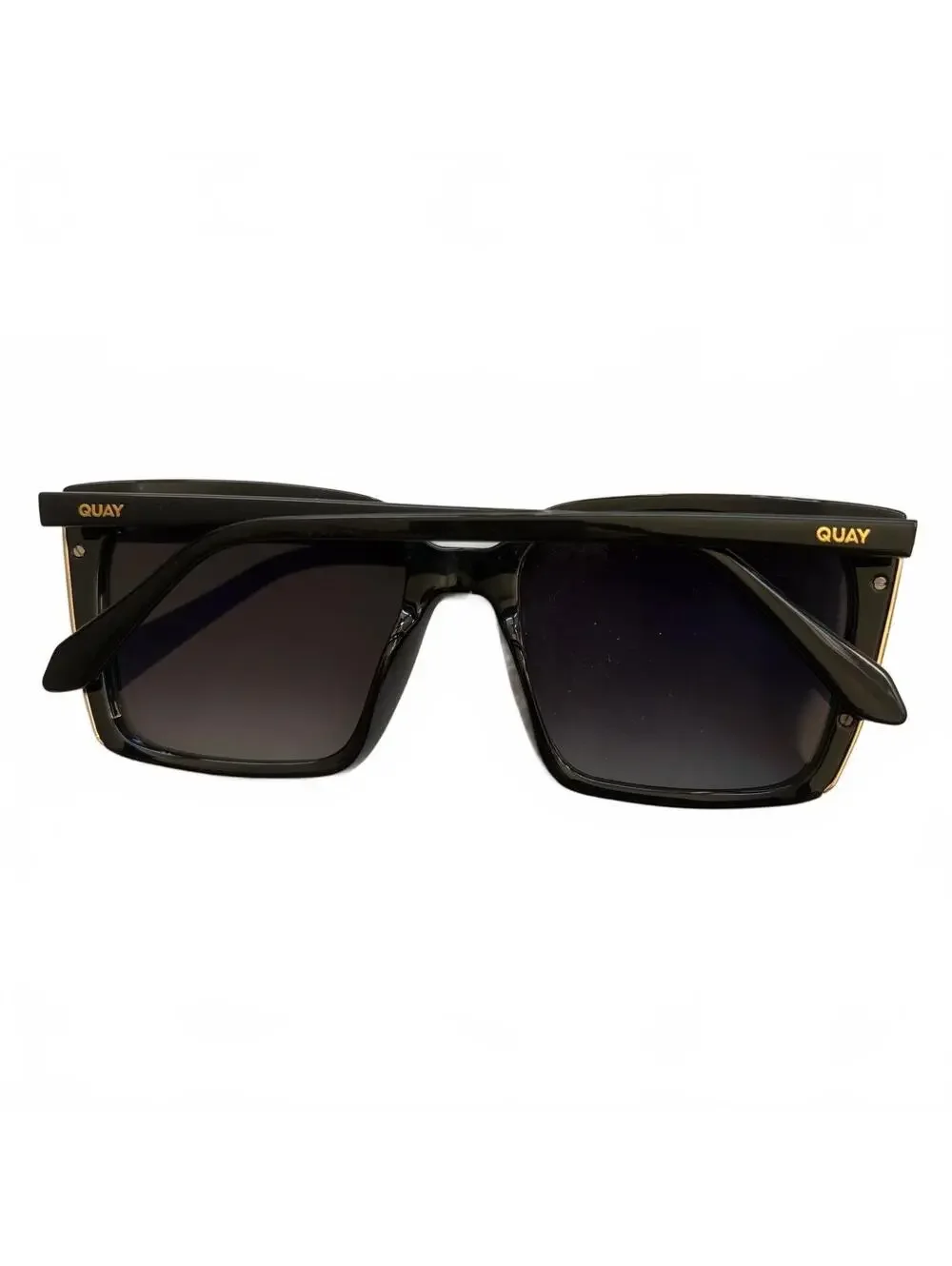 Quay Australia Front Cover Sunglasses Square Polarized Black Smoke